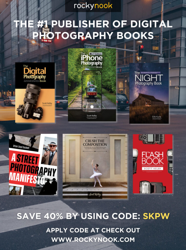 Save 40% on Photography Books at Rocky Nook as a walker or leader at Scott Kelby's Worldwide Photo Walk